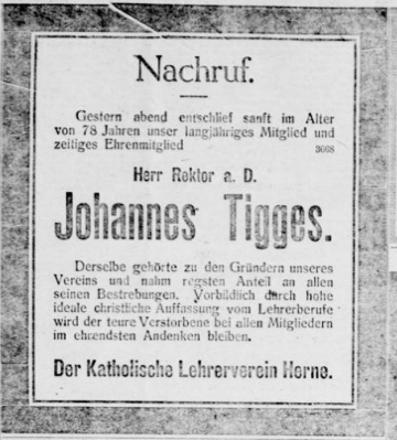 Herner Anzeiger 12 13 (24.8.1917) 195.Tigges-Sterbeanzeige2.png
