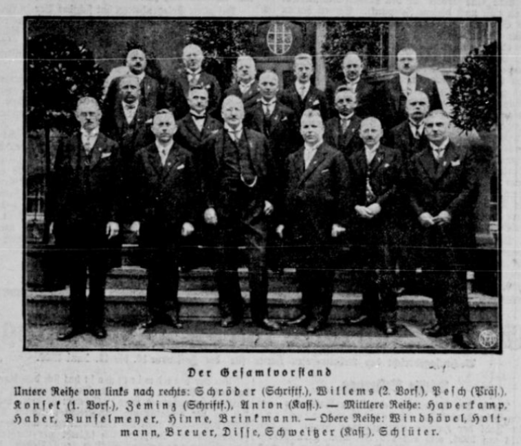 Der Vorstand des Herner Männerchor von 1869 im Jahre 1929 zum 60jährigen Bestehen.[1]