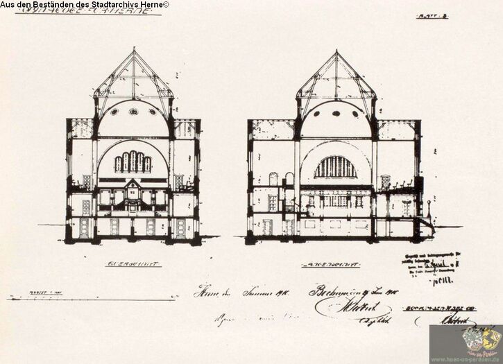 Bauplan der Herner Synagoge