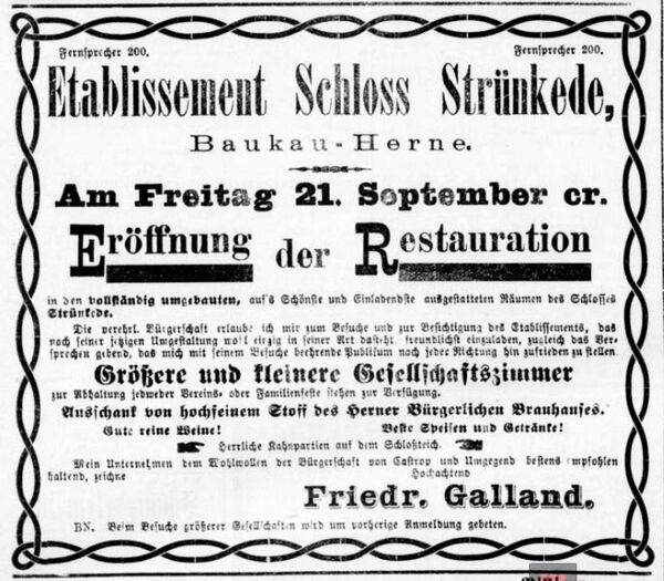 Anzeige zur Eröffnung im Castroper Anzeiger