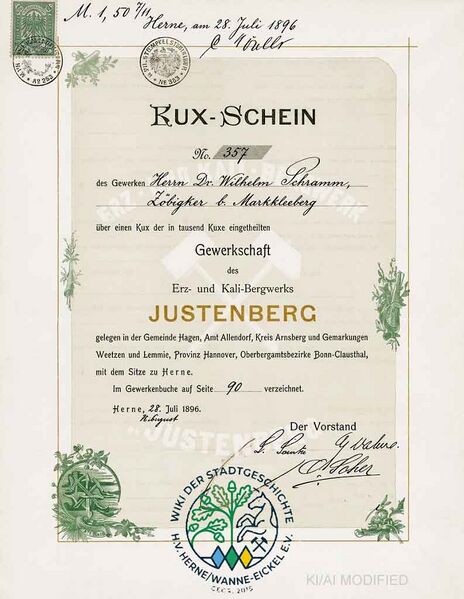 Datei:Kuxenschein-Justenberg-Herne 1896 AI modified.jpg