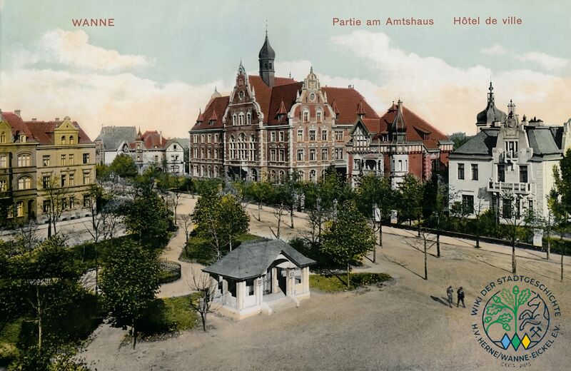 Datei:Wanne-Amtshaus-mit-Amtmannvilla um 1914.jpg