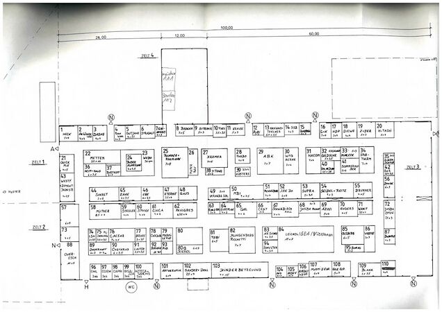 Übersichtsplan der Zelte 1 und 2 am Kirmesplatz 1993 [1]