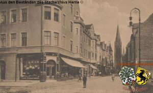 Behrensstraße mit Blick auf die St. Bonifatius Kirche, Postkarte, gelaufen 1927.jpg