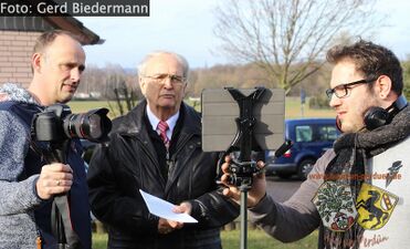 Das Team beim Videodreh "Das Pestkreuz", Marcus Schubert, Gerd E. Schug, Kai Sturm (v. l.)