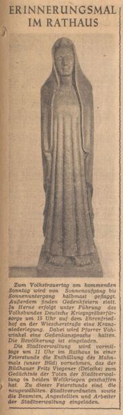 Datei:Die Trauernde, Herner Zeitung, 13.11.1952.jpg