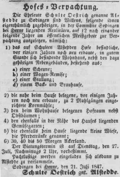 Datei:Dortmunder Anzeiger (21 7 1847) 17 Dortmund-Alstedde.png