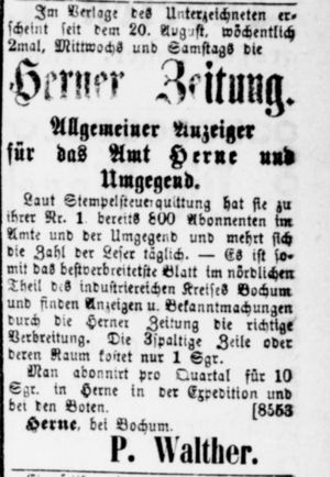 Dortmunder Anzeiger 45 (14 9 1872) 109 Herner Anzeiger.png