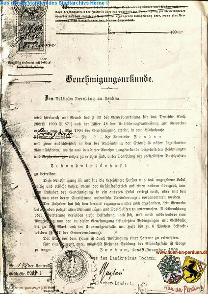 Datei:Gaststätte Wilhelm Neweling , Genehmigungsurkunde.jpg