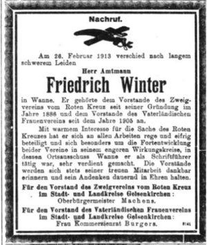 Gelsenkirchener Zeitung 49 (1.3.1913) 50. Winter Nachruf 1.png