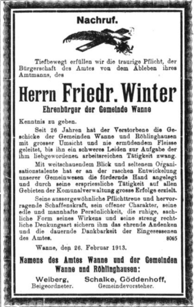 Datei:Gelsenkirchener Zeitung 49 (1.3.1913) 50. Winter Nachruf 2.png