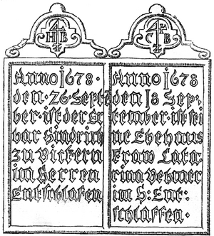 Grabstein Bickern 1678 (WEZ 25.06.1927).png