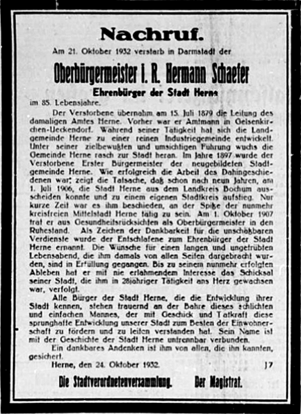 Datei:HA 28 (25.10.1932) 250-Schaefer-Traueranzeige.png