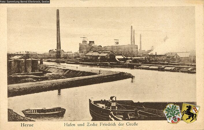 Herne, Hafen und Zeche FdG in SW [2]