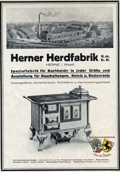 Reklame der Herner Herdfabrik G.m.b.H. 1922. Knöll 1922
