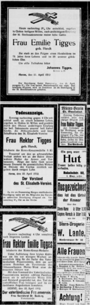 Datei:Herner Anzeiger 8 (23.4.1912) 94. Tigges-Traueranzeige.png