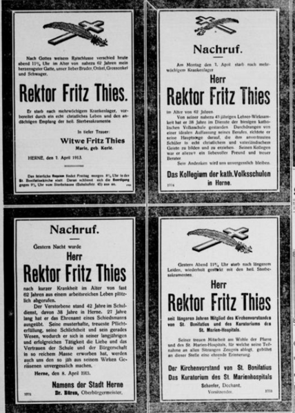 Datei:Herner Anzeiger 9 (9.4.1913) 81. Thies-Traueranzeige.png