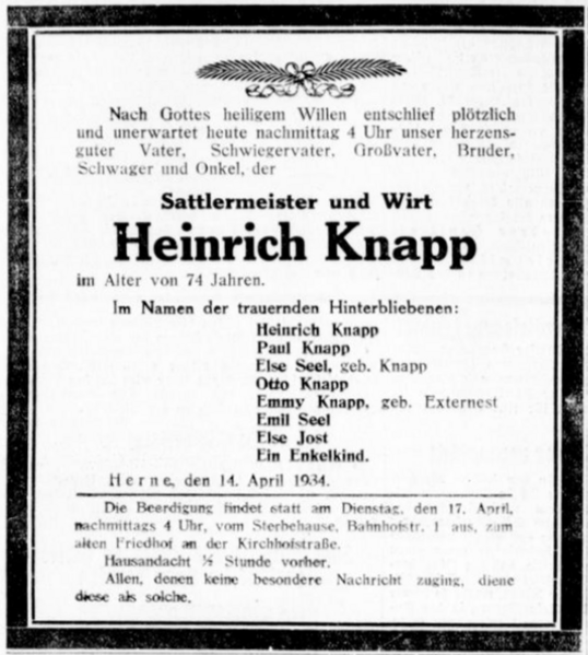 Datei:Herner Zeitung 63 (16.4.1934) 88-Knapp-Todesanzeige Herne.png