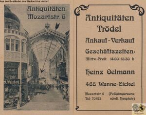 Mozartstraße mit Kaiserpassage, Vorder- und Rückseite einer Werbepostkarte.jpg
