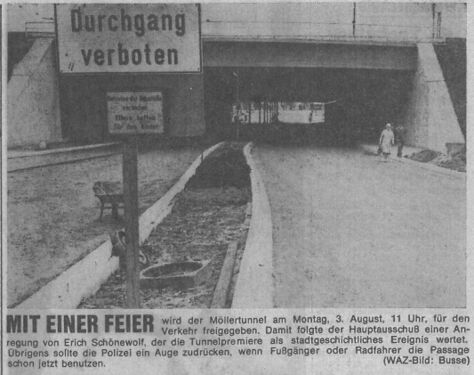 "Neuer Möllertunnel", WAZ vom 21.07.1970