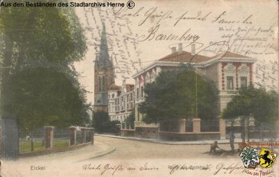 Postkarte mit Amtshaus Eickel, gelaufen 1906.jpg