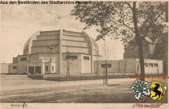Stadthalle Wanne-Eickel, Postkarte gelaufen 1927
