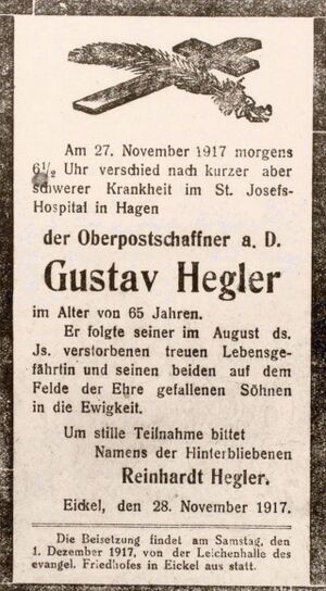Todesanzeige für Gustav Hegler, Foto Stadtarchiv Herne.jpg