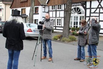 Videodreh Szene 5. Horst Schröder, Marcus Schubert, Daniela Rawe, Thorsten Schmidt (v. l.)