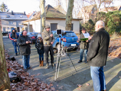 Vor Ort Filmaufnahmen "Friedrich der Große Hauptverwaltung" am 20.01.2019 (v. l. Kai Schubert, Thorsten Schmidt, Emma Schubert, Marcus Schubert, Günter Habijan, Friedhelm Wessel) [6]