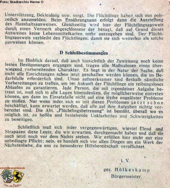 Datei:Vorläufige Anweisung für die Aufnahme von Flüchtlingen, Schlussbestimmungen.jpg