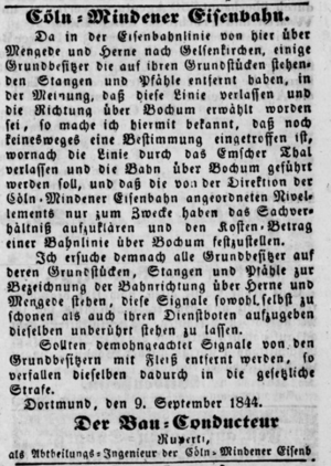 Wochenblatt für die Stadt und den Kreis Dortmund (21 9 1844) 38 Dortmund-Köln-Mindener-Eisenbahn.png